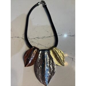 Gold, Silver, Copper Maple Leaf  Necklace Cord Suede Chain‎ 17 Nature